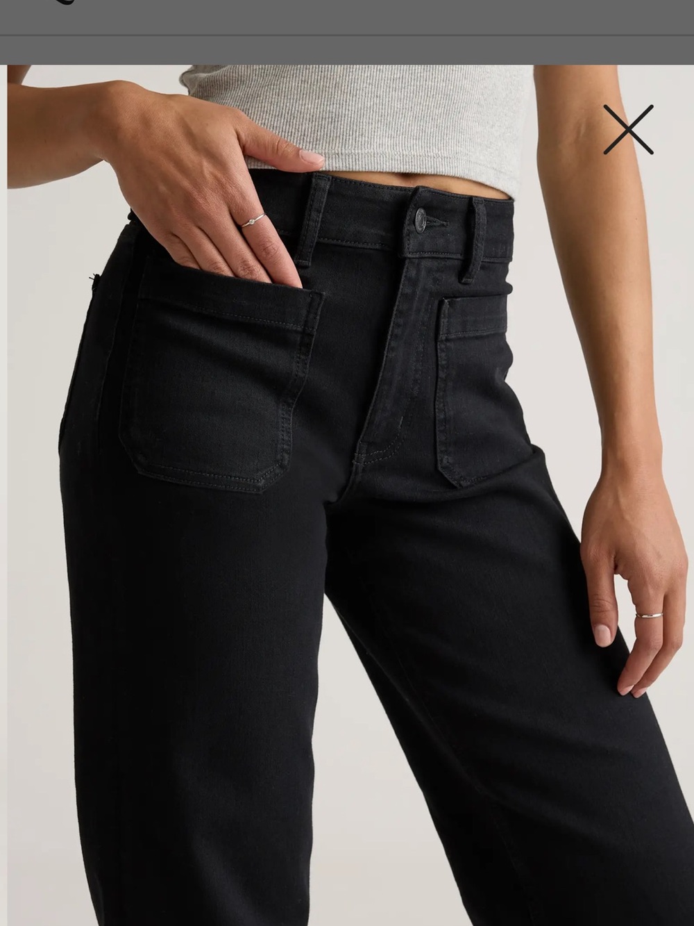 Quince Bella Stretch Patch Pocket Wide Leg Jeans - Picture 7 of 9